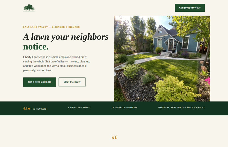 Landscaping company website concept